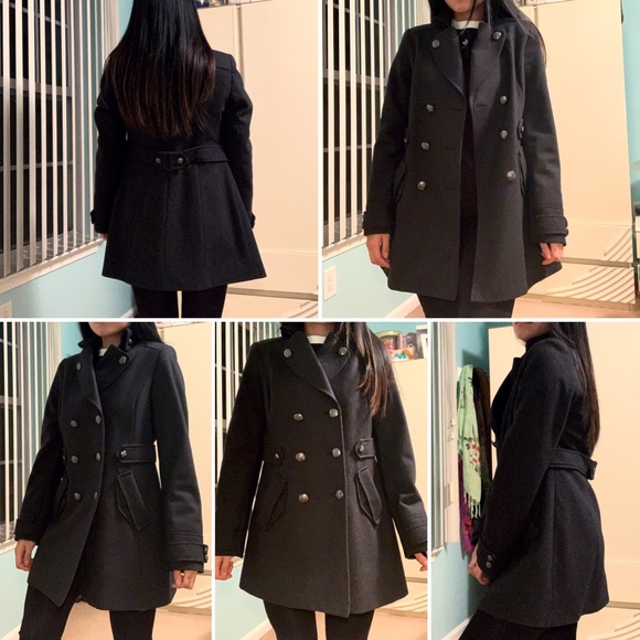 Betsey Johnson Pea Coat Cheetah Print Lining - Picture 2 of 10